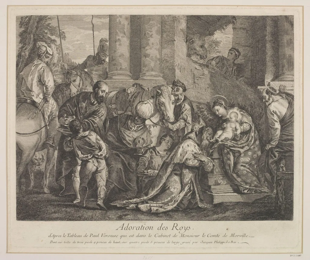 Adoration of the Kings, by Jacques-Philippe Le Bas, 1750