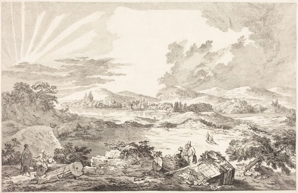 The Dromos, Athens, by Jacques Philippe LeBas, ink, 1758