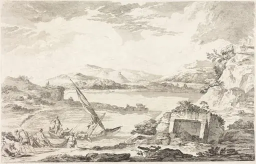 View of the Ancient Port of Phaleron, Athens, by Jacques Philippe LeBas