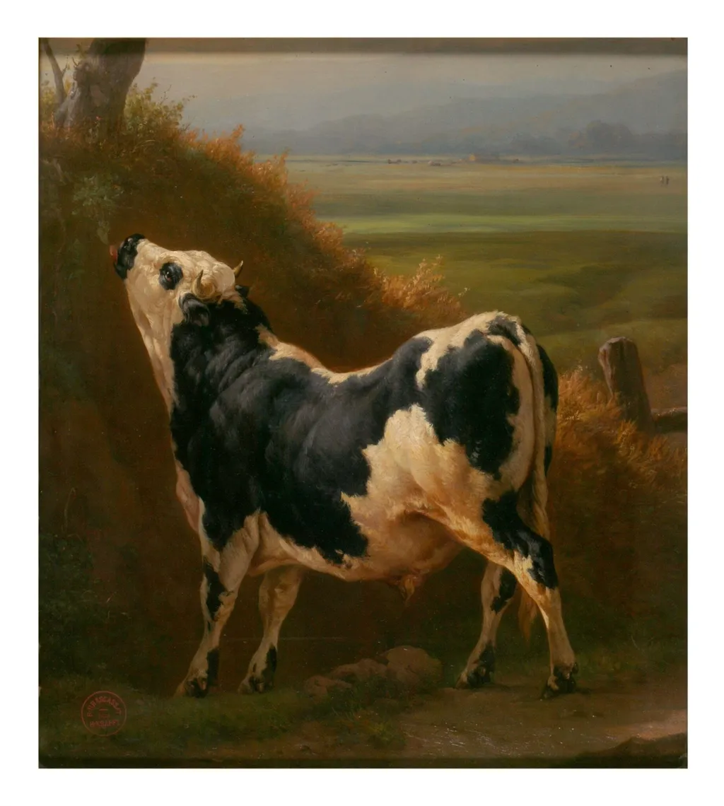 A Bull in a Normandy Pasture, by Jacques Raymond Brascassat, oil, 1855