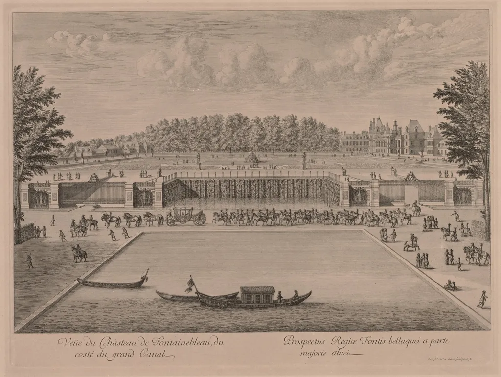 Chateau Fontainebleau from the Grand Canal, by Jacques Rigaud, 1727