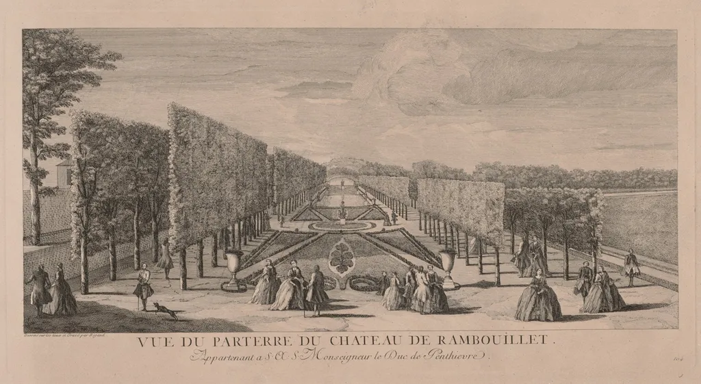 Flower Garden of Chateau Rambouillet, by Jacques Rigaud, 1727