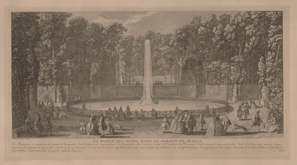 Pool of the Muses at Marli, by Jacques Rigaud, 1727
