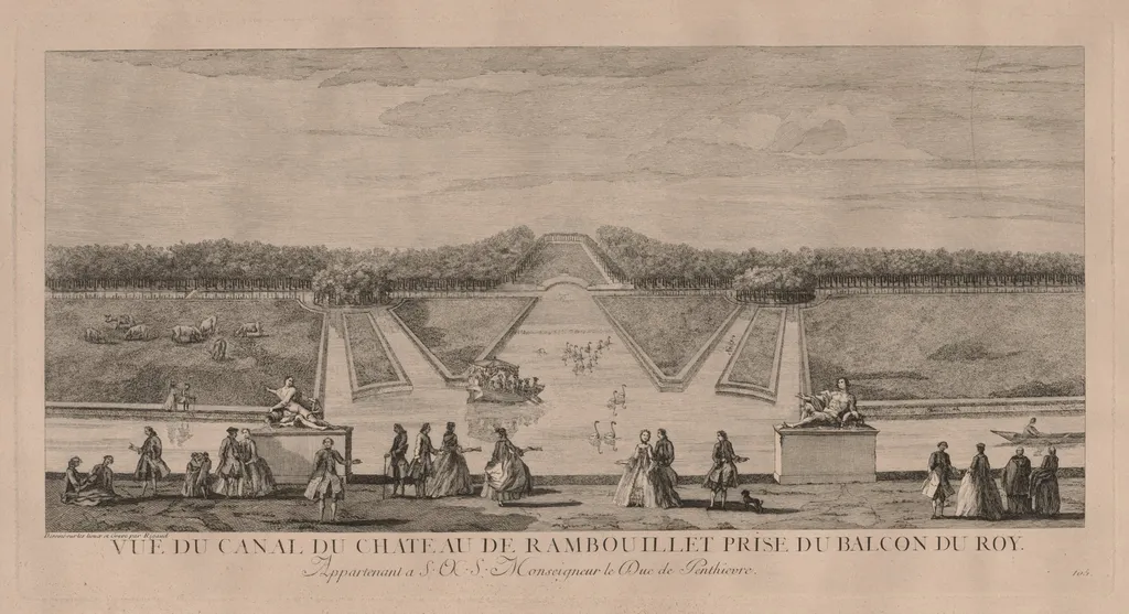 The Chateau from the Canal at Rambouillet, by Jacques Rigaud, 1727
