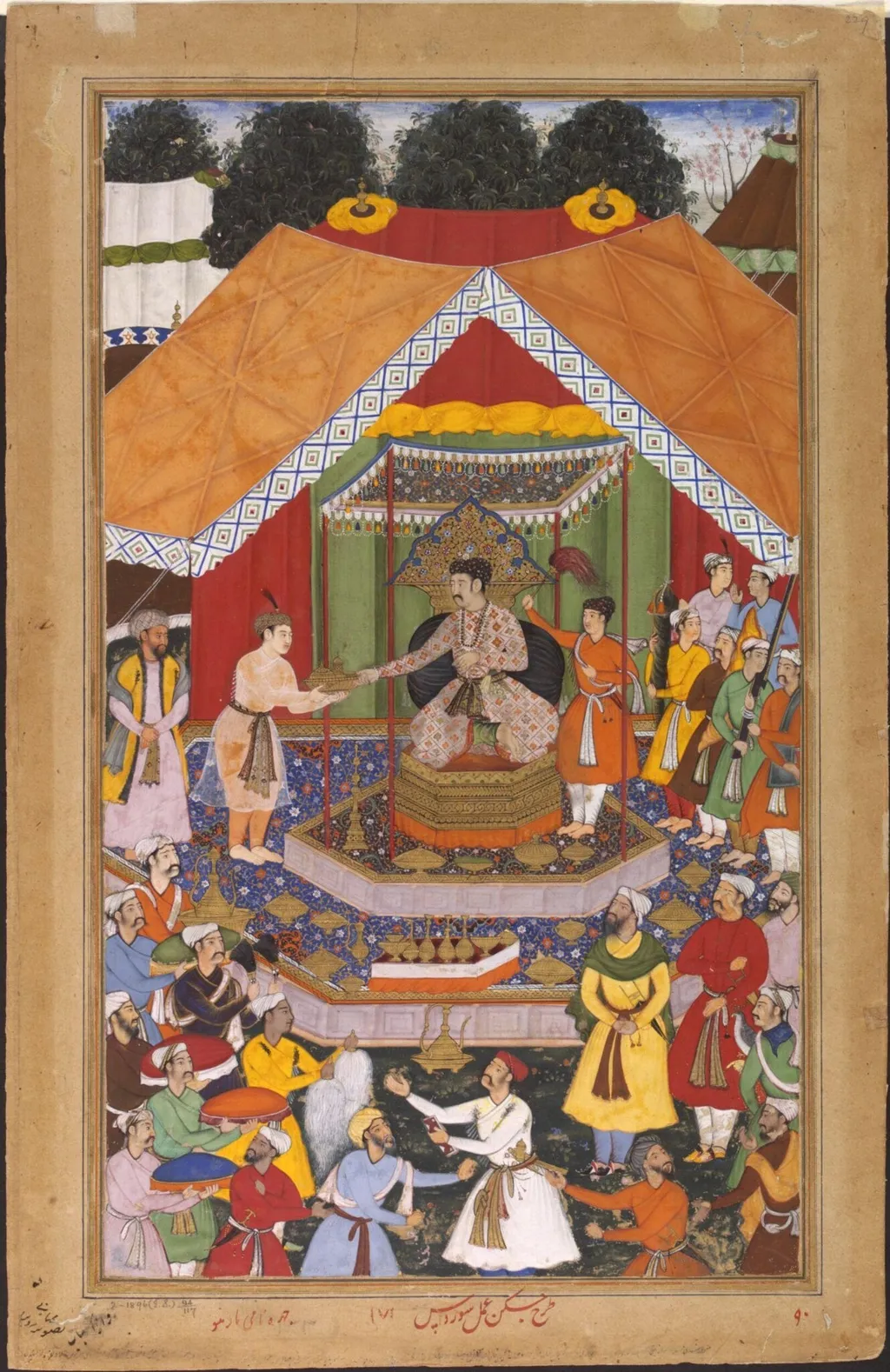 Akbar and Azim Khan at Dipalpur, by Jagan, paint, 1592