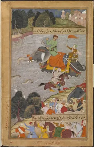 Akbar Crosses the Ganges on an Elephant, by Jagan
