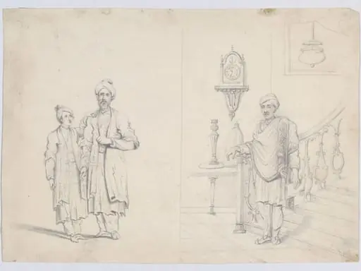 Two costume drawings, by Jairam Das
