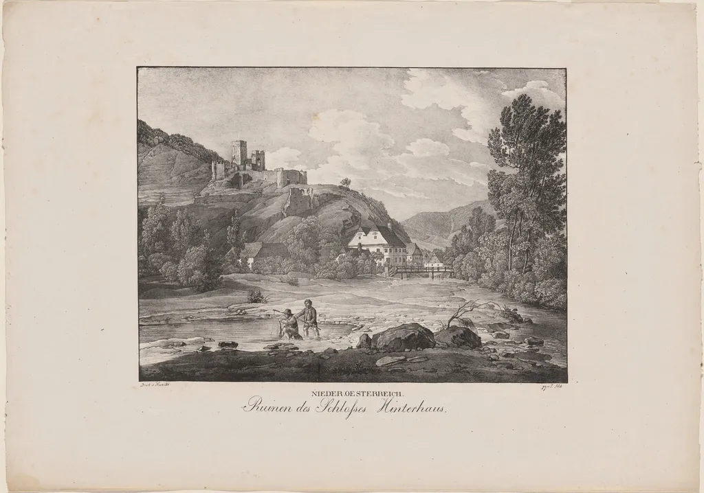 Nieder-Oesterreich, Ruinen des Schlosses Hinterhaus (Lower Austria, Ruins of Hinterhaus Castle), by Jakob Alt, ink, 1823
