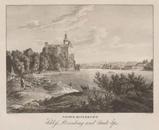 Nieder-oesterreich, Schloss Persenbeug und Stadt Ips, by Jakob Alt