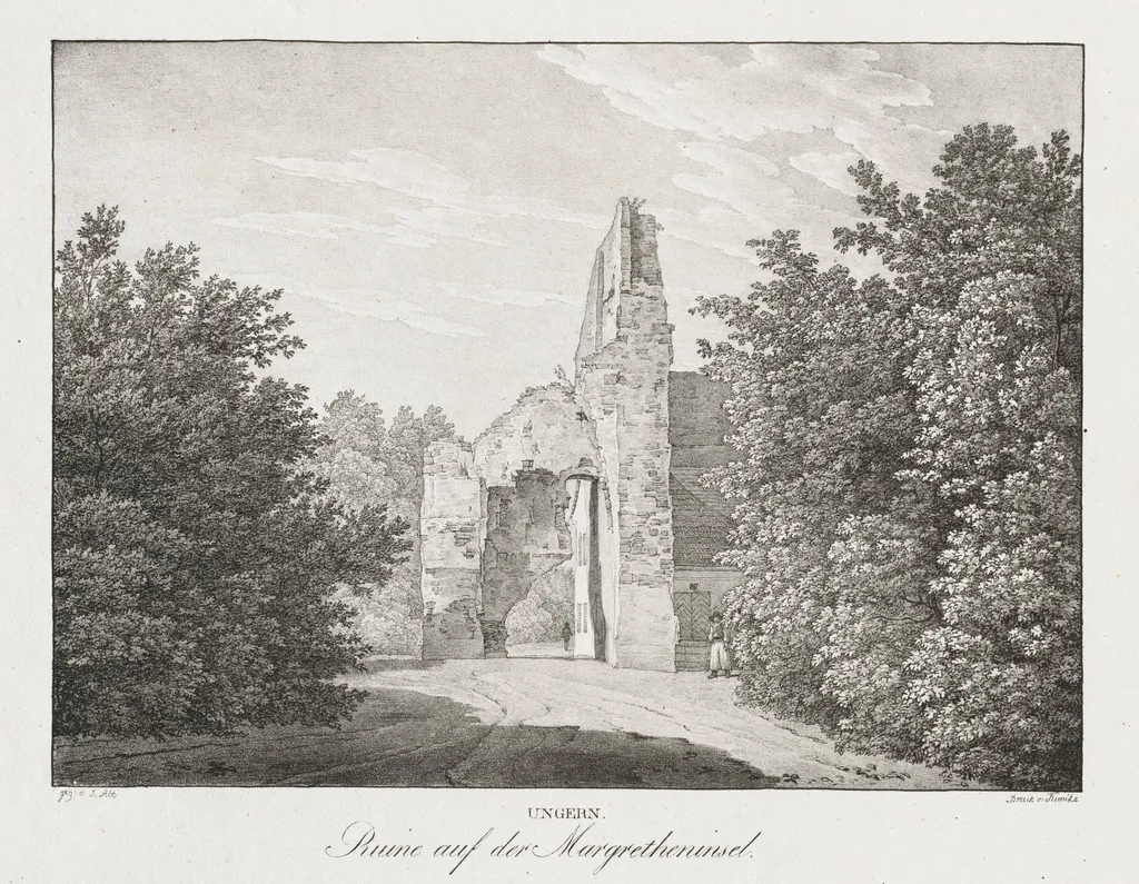 Ungern, Ruinen auf der Margretheninsel, by Jakob Alt, 1839