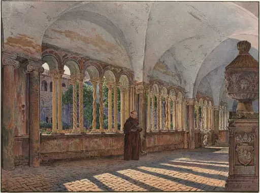 View of the Cloister of San Giovanni in Laterano, Rome, by Jakob Alt