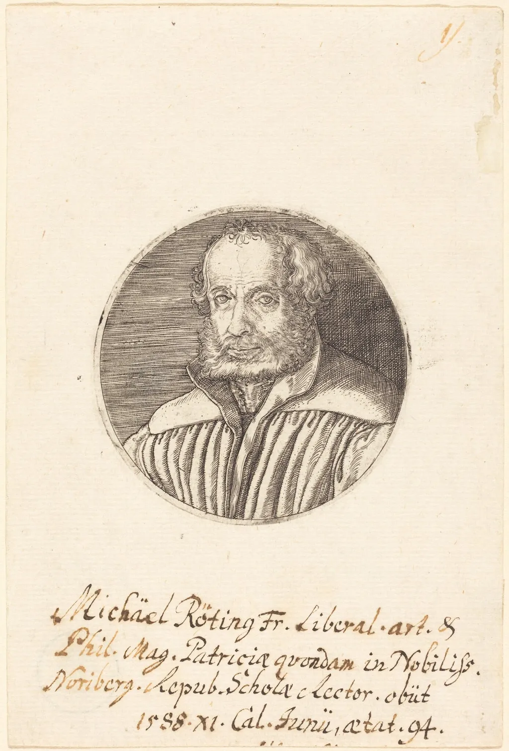 Michael Roting, by Jakob Binck, ink, 1521