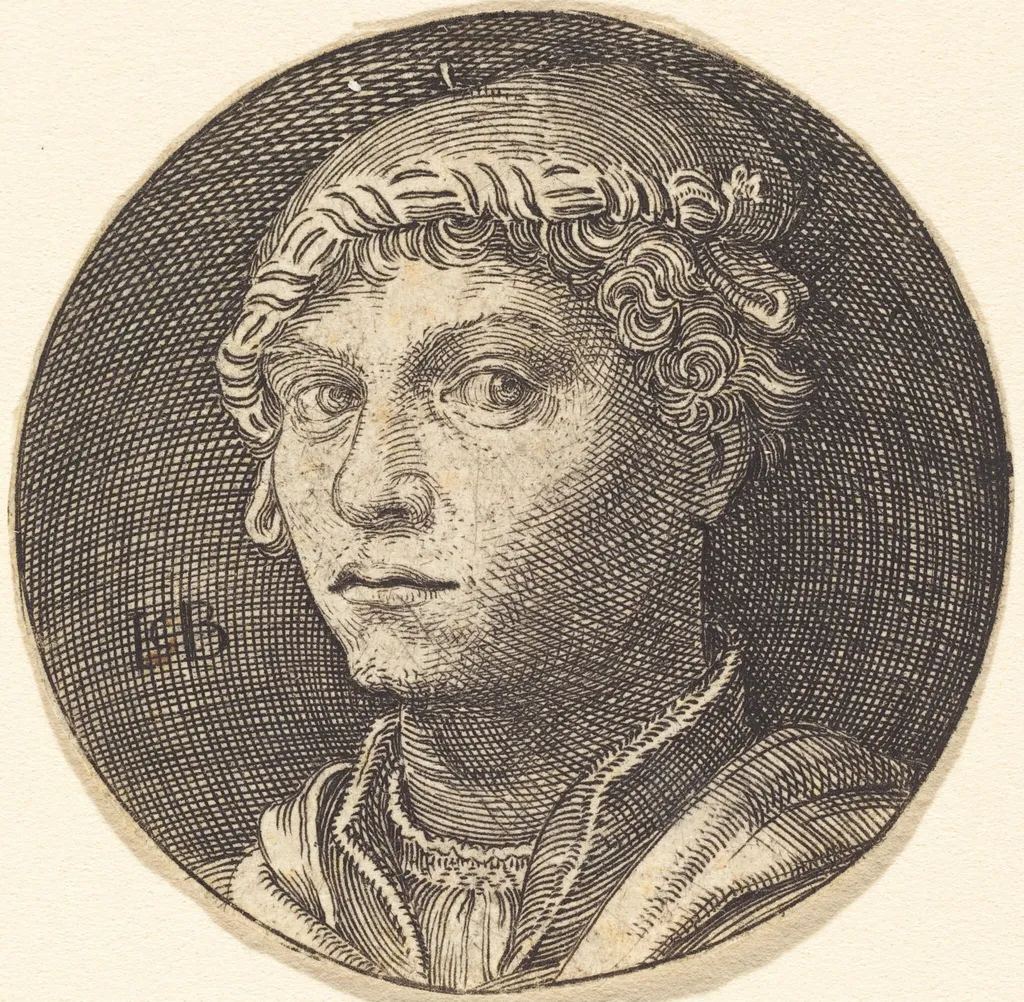 Portrait of a Young Man (V.H. Reinnier), by Jakob Binck, ink, 1534