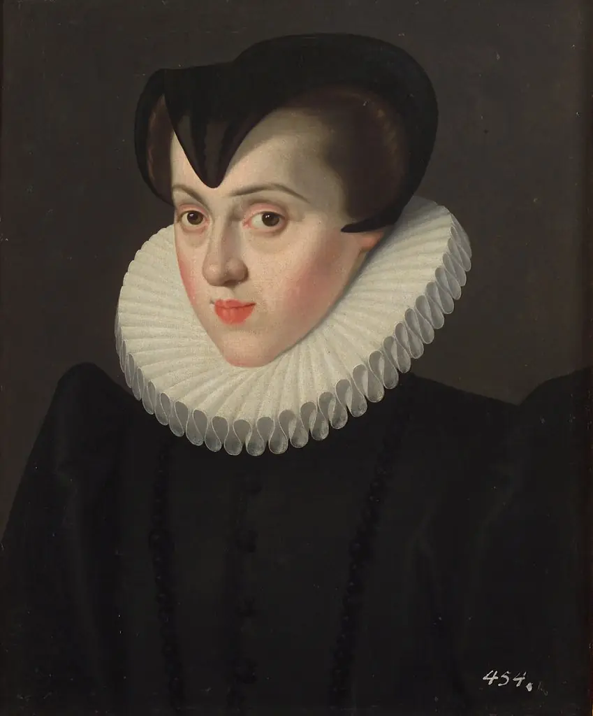 Erzherzogin Elisabeth (1554-1592), Königin von Frankreich, in Witwentracht, Brustbild, by Jakob de Monte