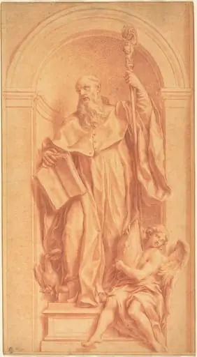 A Sculpture of Saint Benedict in a Niche, by Jakob Frey
