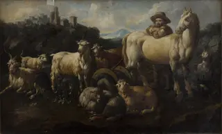Shepherd with Animals, by Jakob Roos, 1727