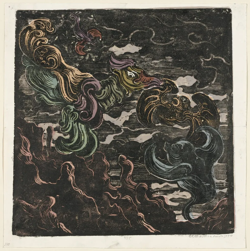 Untitled, by Jakob Steinhardt, tempera, 1950
