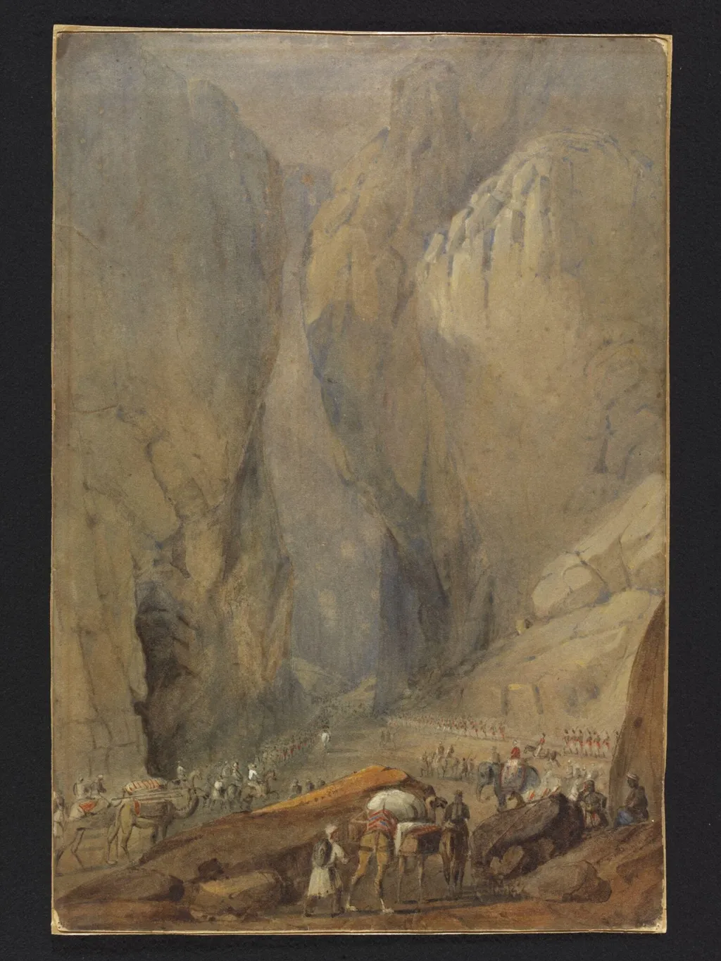 Entrance to the Bolan Pass from Dadur, by James Atkinson, watercolor, 1840