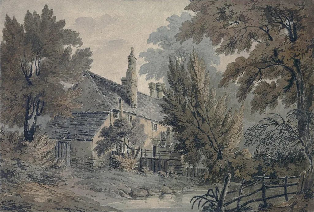 Landscape with House by a Pond, by James Bourne, watercolor, 1800