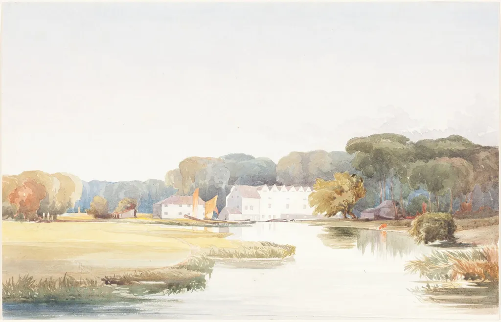 Horstead Mill on the River Bure, Norfolk, by James Bulwer, graphite, 1838