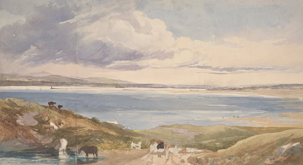 Landscape by the Shore with Road in Foreground, by James Bulwer, graphite, 1834