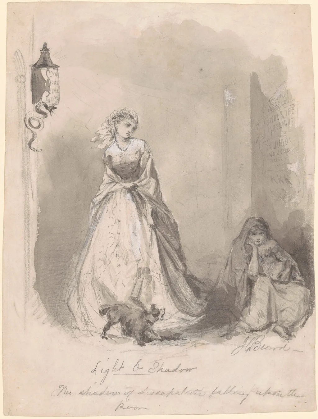Light and Shadow: The Shadows of Dissipation Falling upon the Poor, by James Carter Beard, graphite, 1870