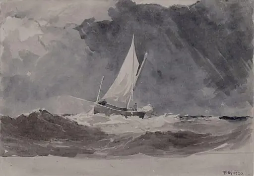 Sailing Boat in Stormy Weather, by James Chisholm Gooden