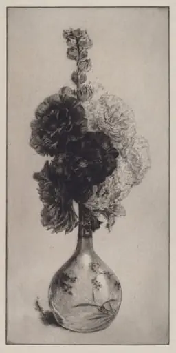 Hollyhocks in a Long-Necked Vase, by James David Smillie