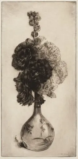 Hollyhocks in a Long-necked Vase, by James David Smillie