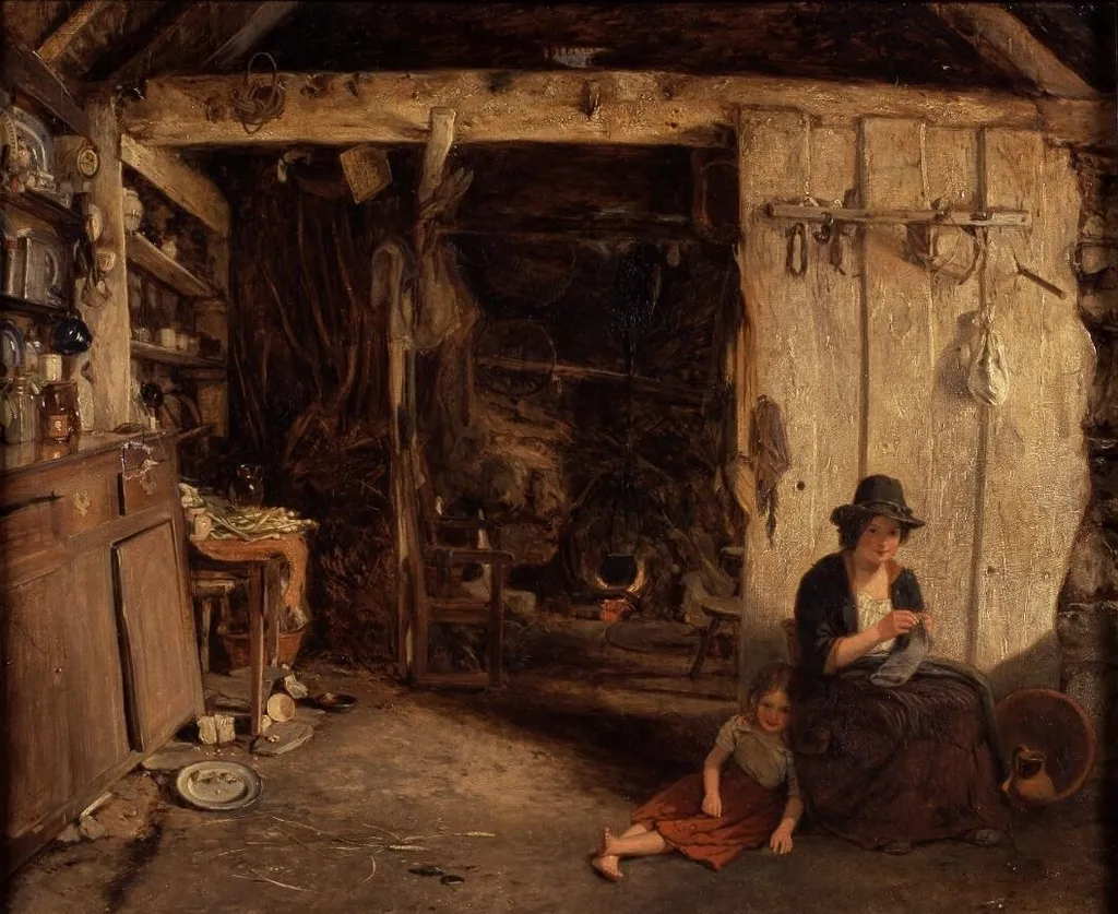 Cottage interior - North Wales, by James Digman Wingfield, oil, 1850