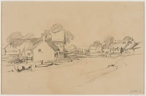 A village street, by James Duffield Harding