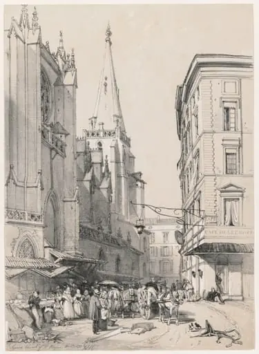 Sketches at Home and Abroad: Lyons Church of St. Hezier, October 1832, by James Duffield Harding