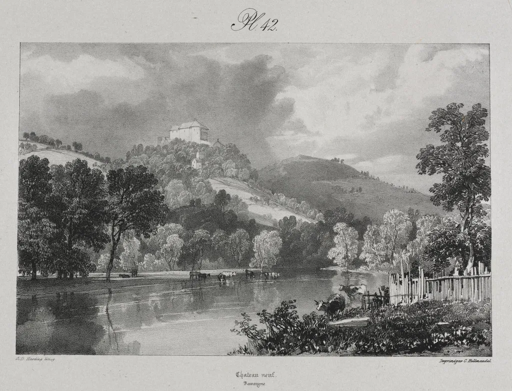 Voyages pittoresques et romantiques dans l'ancienne France. Auvergne: Château Neuf, by James Duffield Harding, 1825
