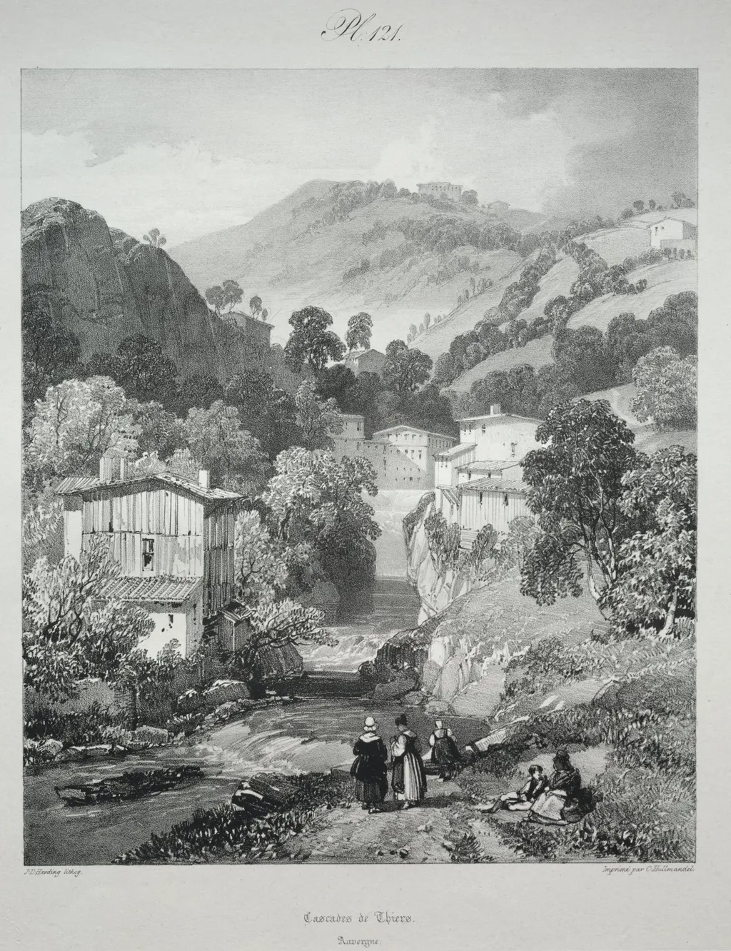 Voyages pittoresques et romantiques dans l'ancienne France. Auvergne: Cascades de Thiers, by James Duffield Harding, 1825