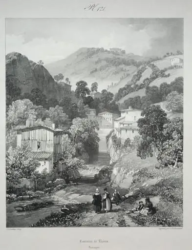 Voyages pittoresques et romantiques dans l'ancienne France.  Auvergne:  Cascades de Thiers, by James Duffield Harding
