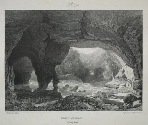 Voyages pittoresques et romantiques dans l'ancienne France. Franche-Comté: Source du Lison, by James Duffield Harding
