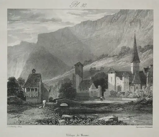 Voyages pittoresques et romantiques dans l'ancienne France. Franche Comté: Abbaye de Baume, Baume-les-Messieurs, by James Duffield Harding