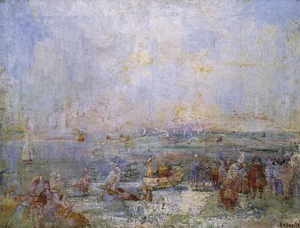 Carnival on the beach, by James Ensor