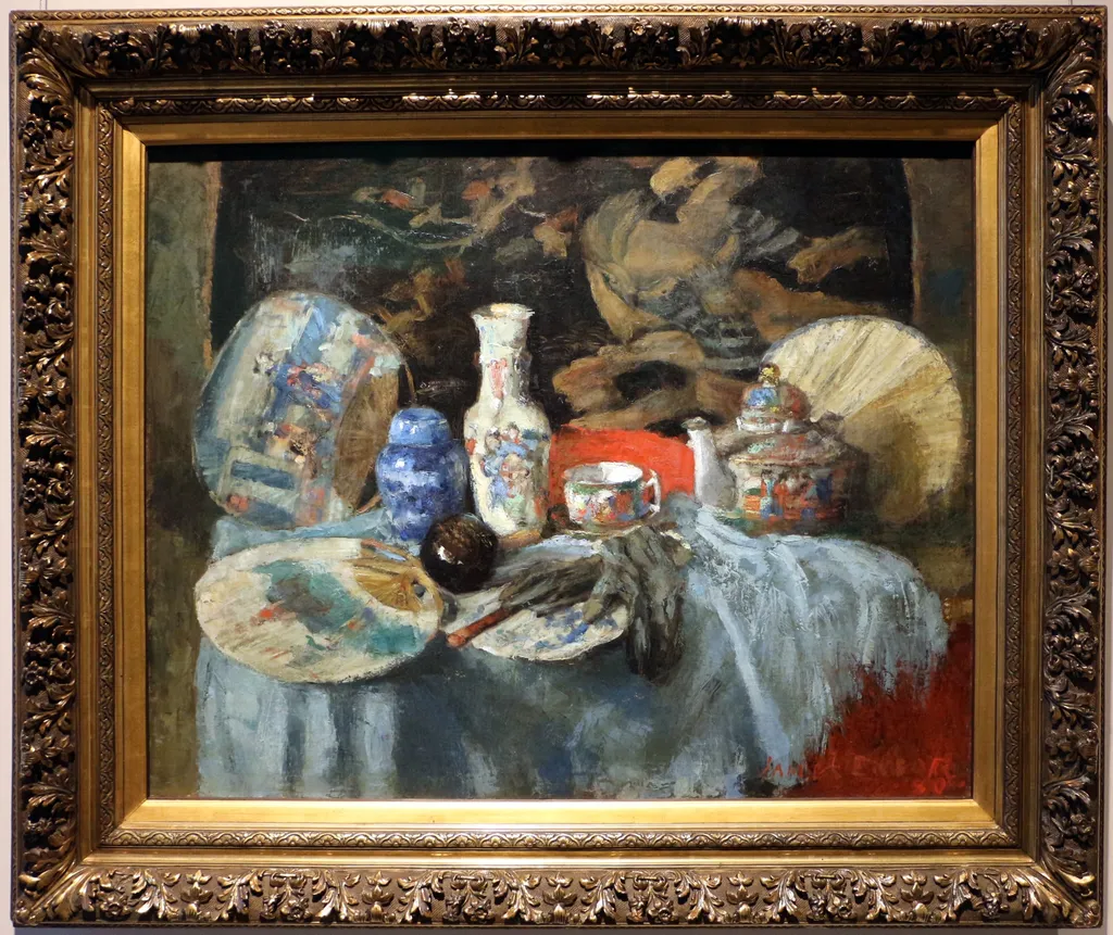 Chinoiseries with fans, by James Ensor, oil, 1890