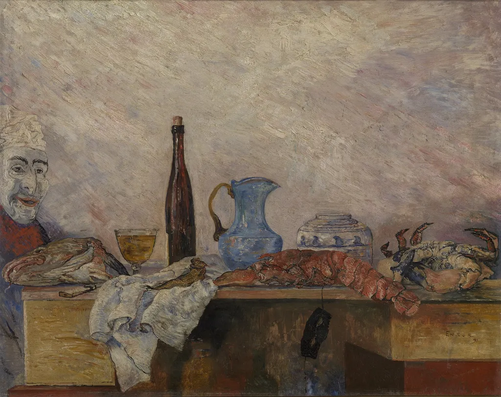 Mask and Crustaceans, by James Ensor, oil, 1896