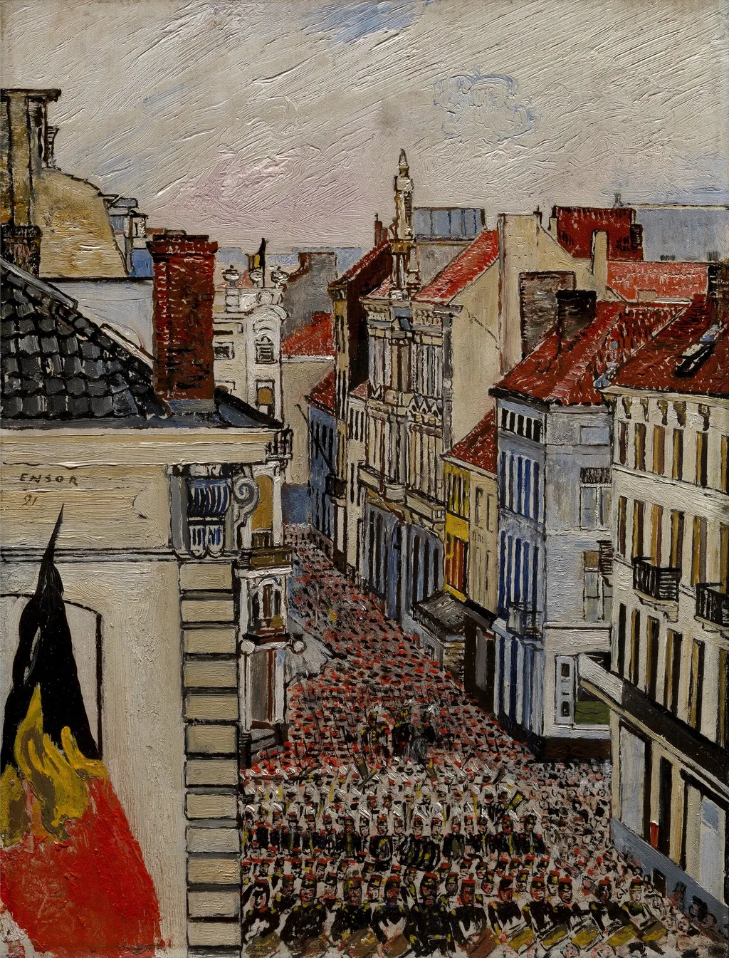 Music in the Vlaanderenstraat, by James Ensor, oil, 1896