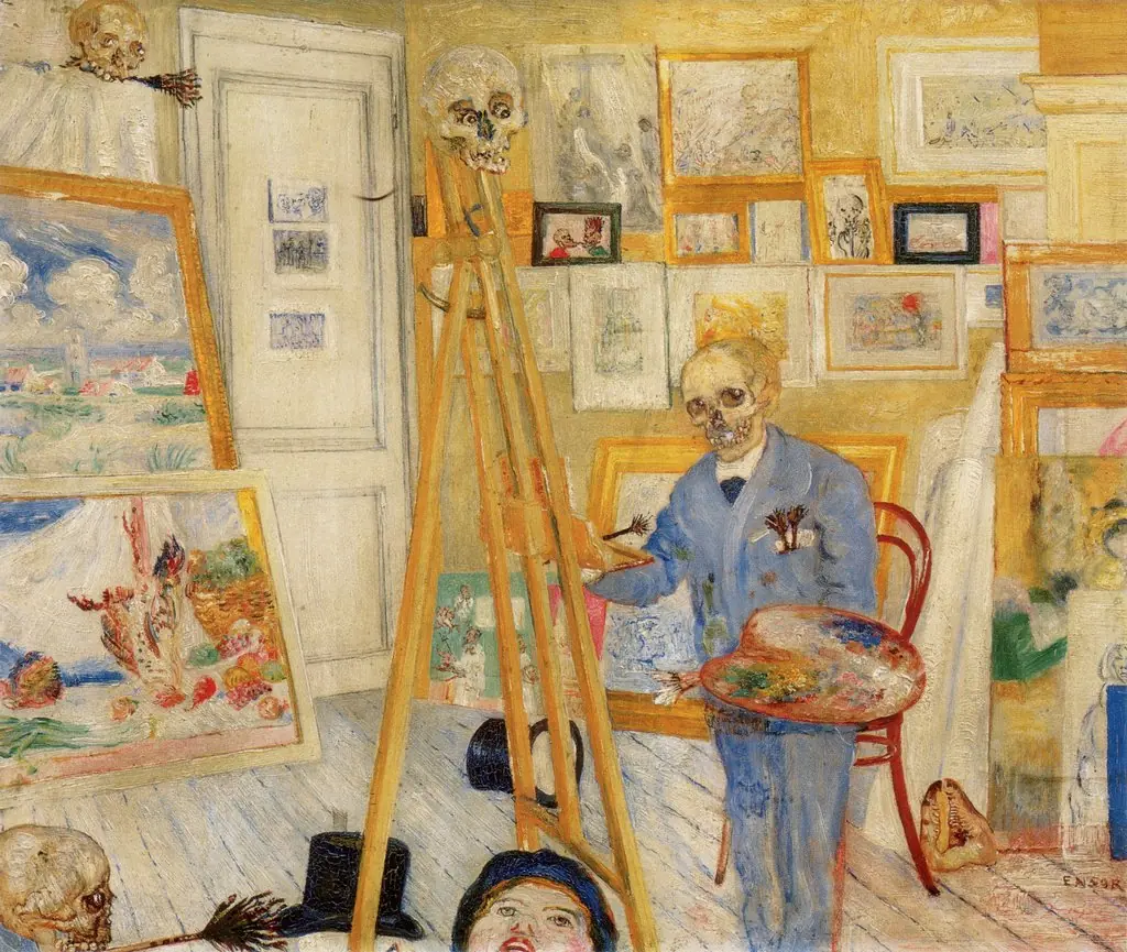 Skeleton Painter in his Studio