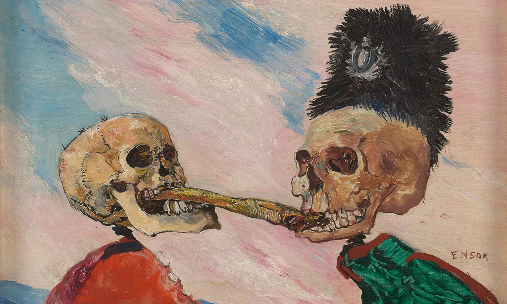 Skeletons Fighting over a Pickled Herring, by James Ensor, oil, 1896