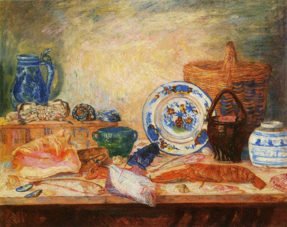 Still Life with Fish and Shells, by James Ensor