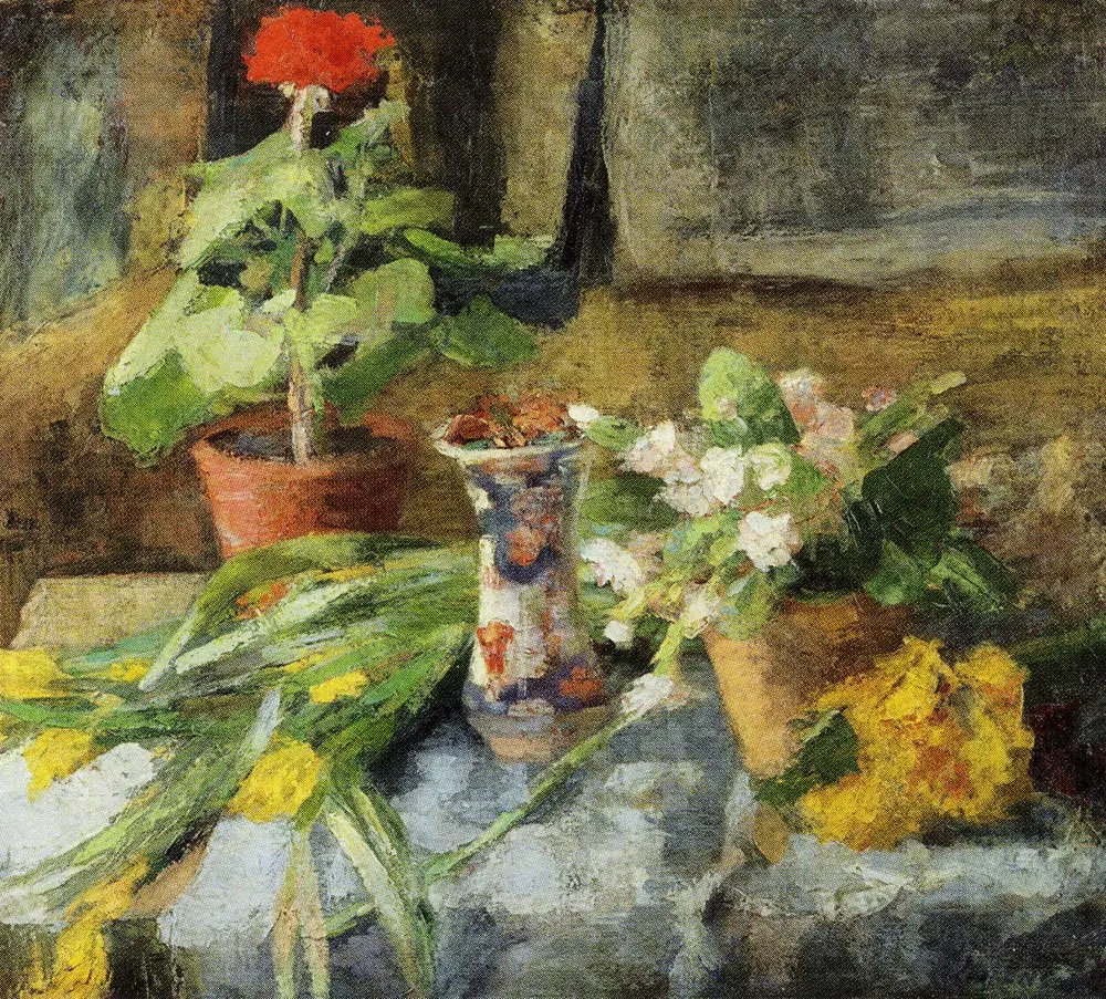 Still Life with Geranium, by James Ensor