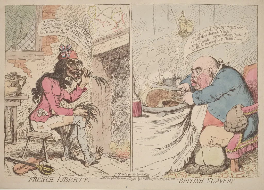 French Liberty and British Slavery, by James Gillray, watercolor, 1792