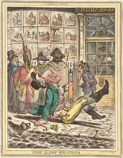 Very Slippy Weather, by James Gillray