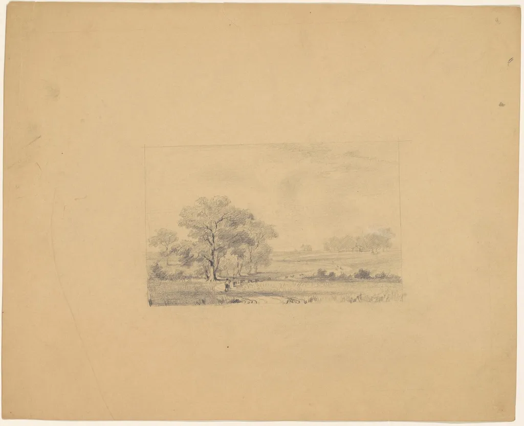 Pastoral Landscape, by James Goodwyn Clonney, graphite, 1845