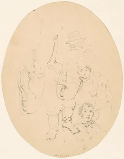 Studies of Dogs and Men [verso], by James Goodwyn Clonney