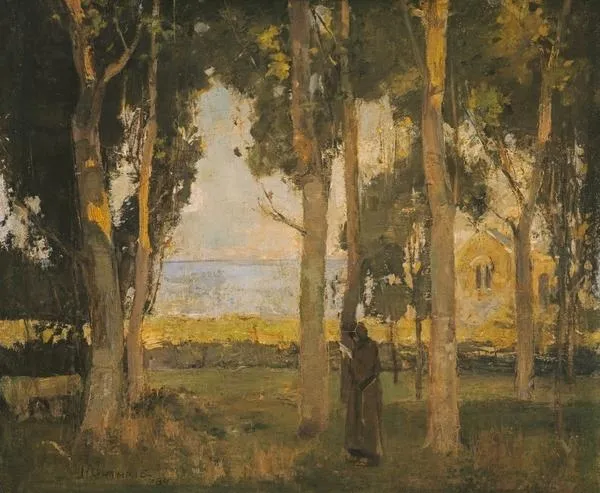 In a Monastery Garden, by James Guthrie, oil, 1892